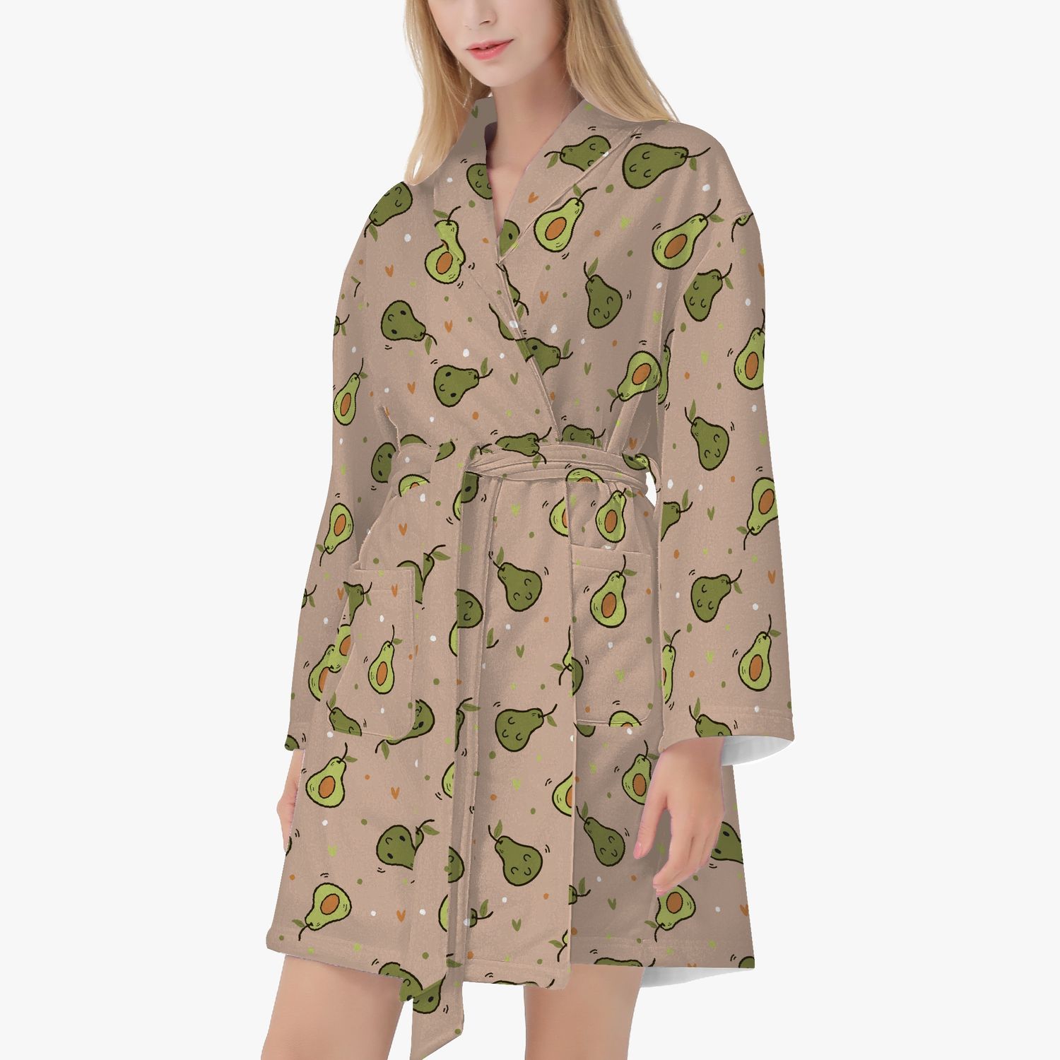 Cartoon avocado pattern bathrobe
