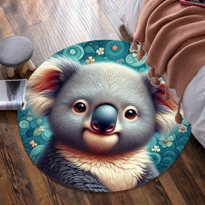 Turquoise Koala Bear Round Rug