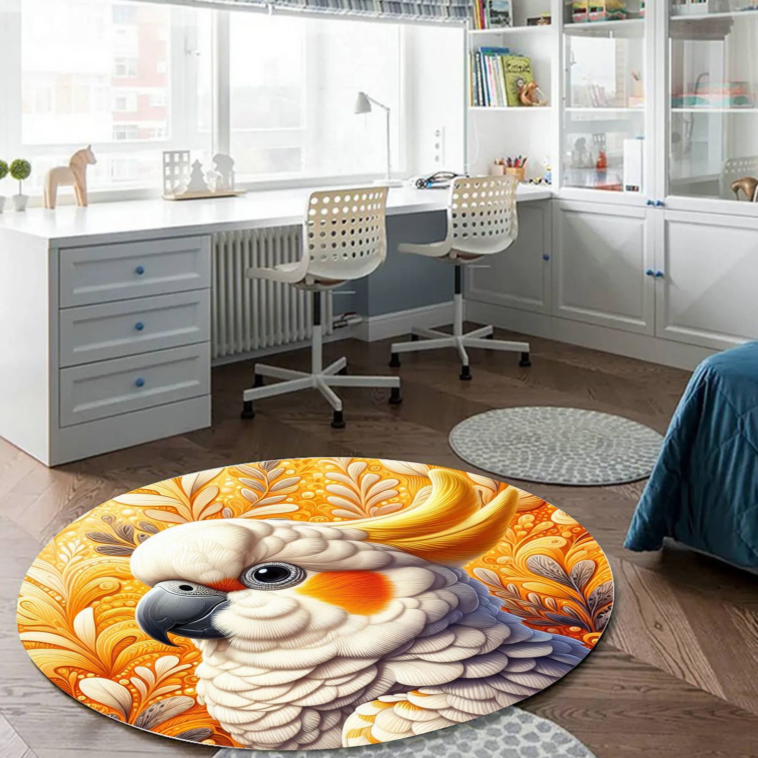 Yellow Cockatoo Round Carpet