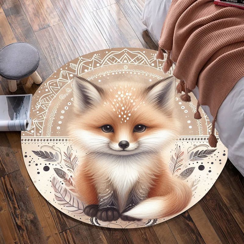 Bohemian style fox round rug