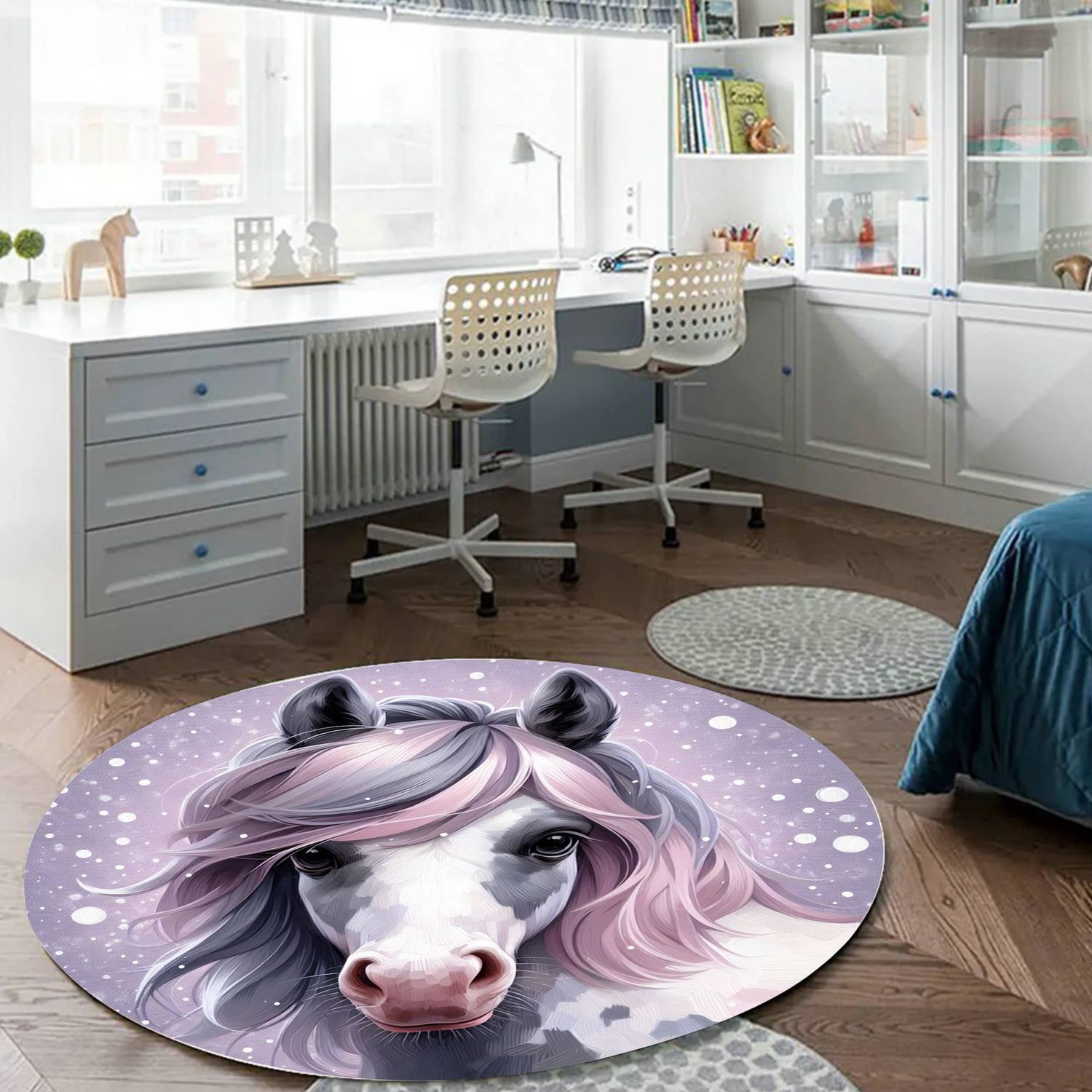 Dolphin - Moon round carpet