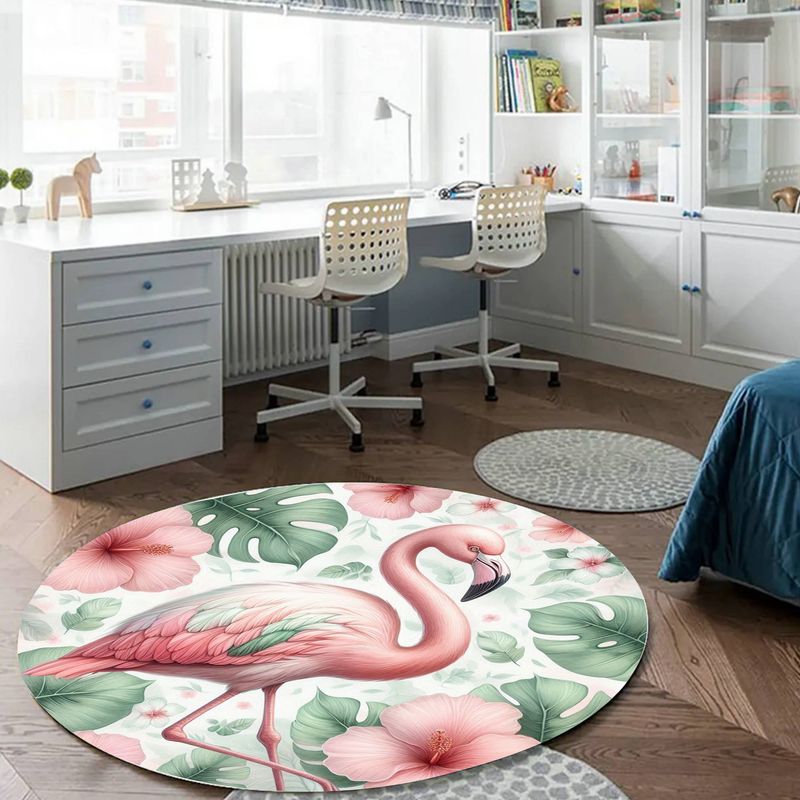 Tropical Flamingo Round Rug