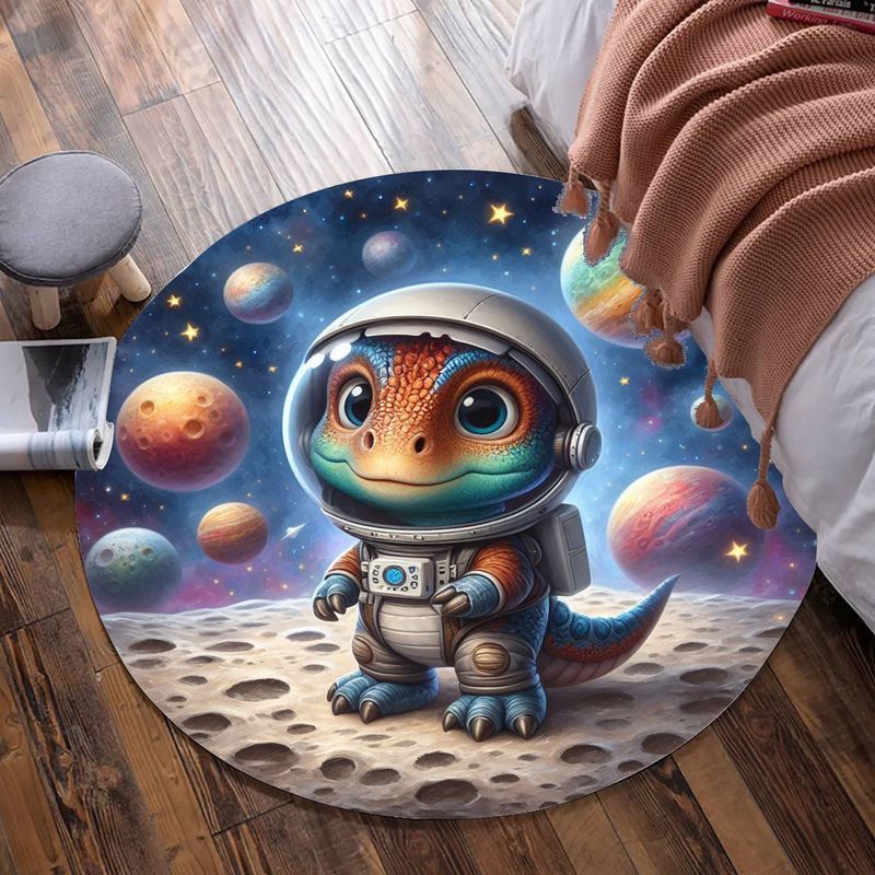 Dino Astronaut - Planets Round Carpet