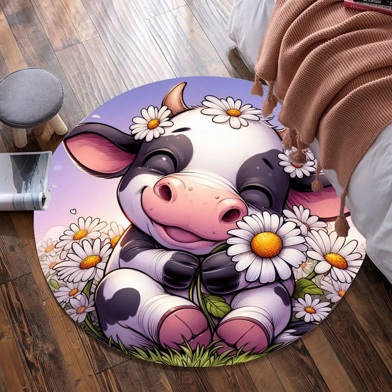 Purple Cow - Daisy Round Rug