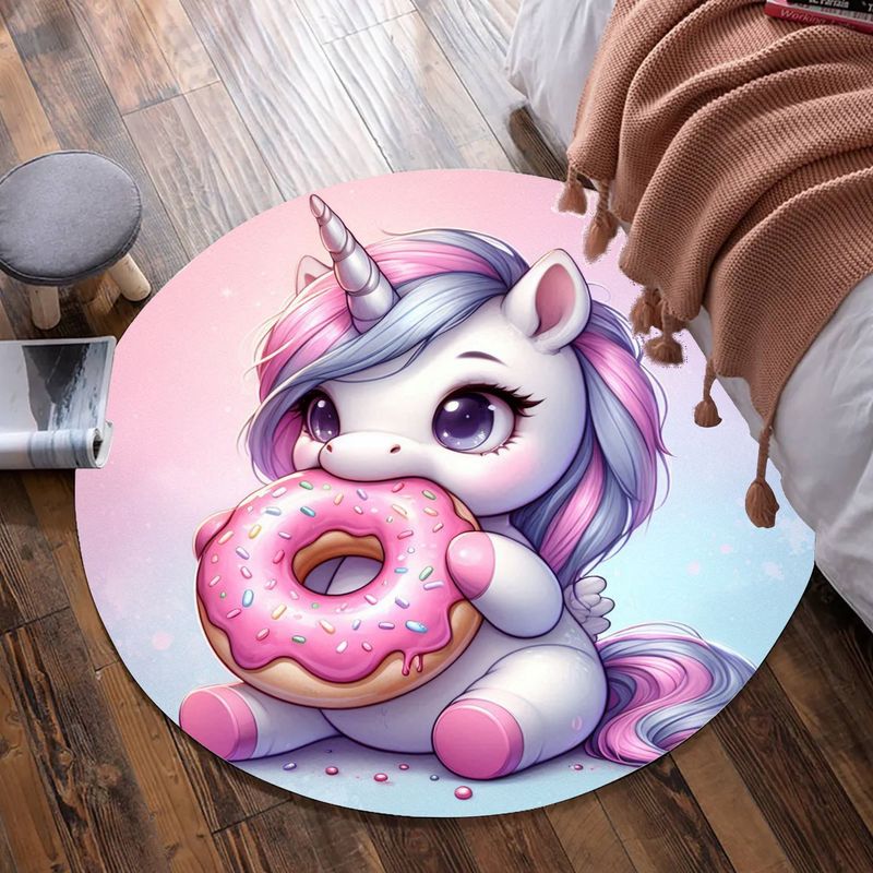 Pink Unicorn - Donut Round Rug