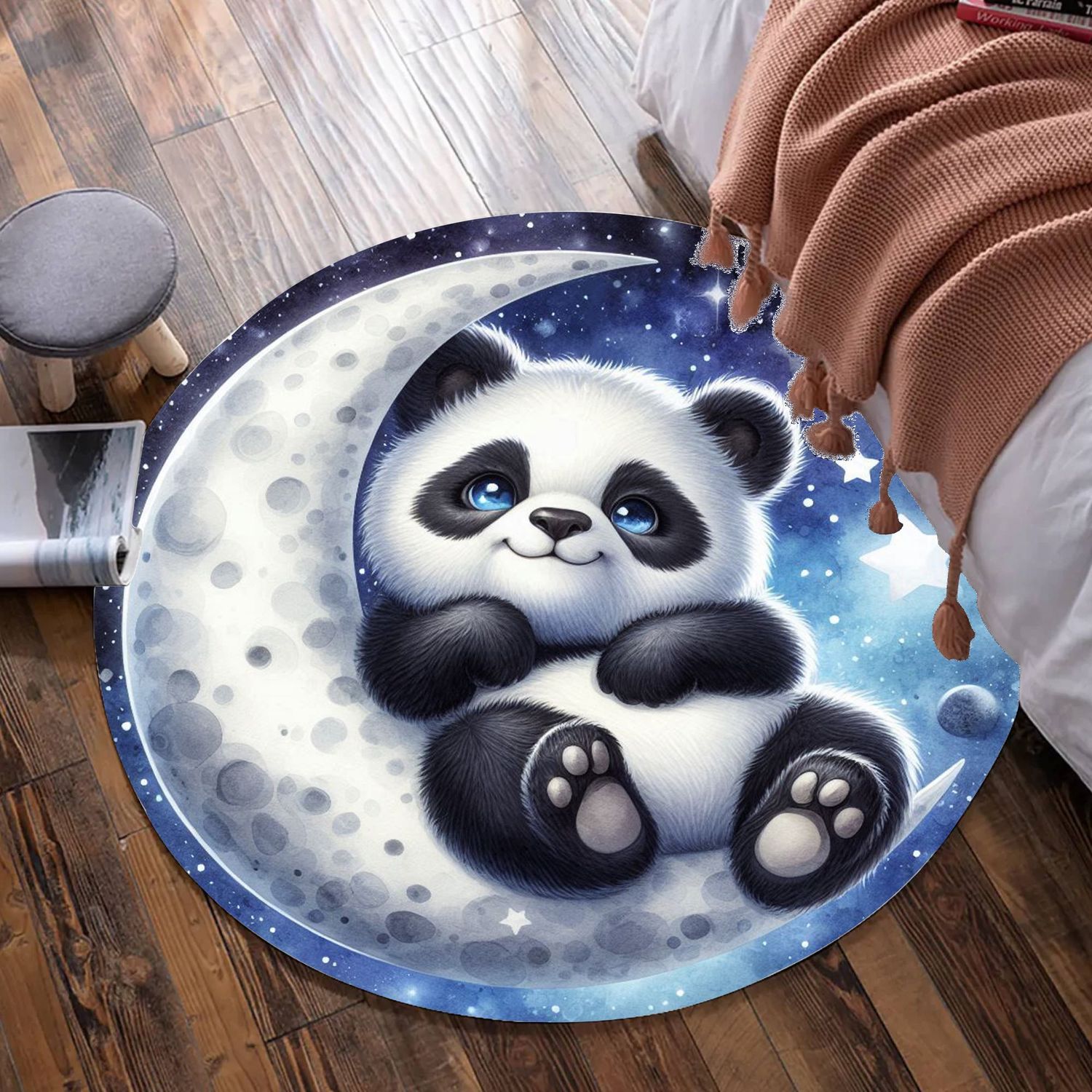 Panda - Moon and Stars Round Rug
