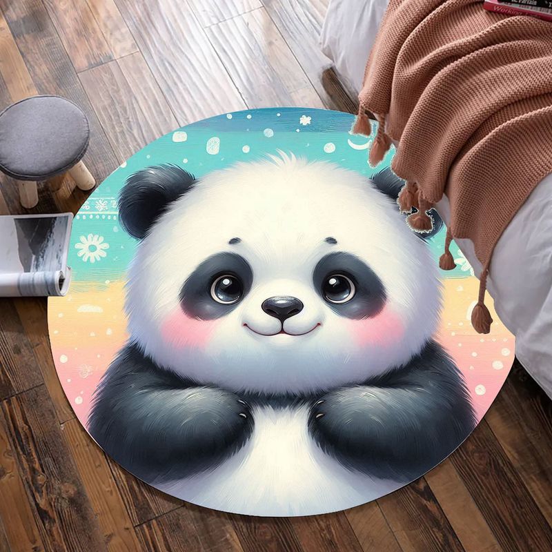 Pastel colors panda round rug