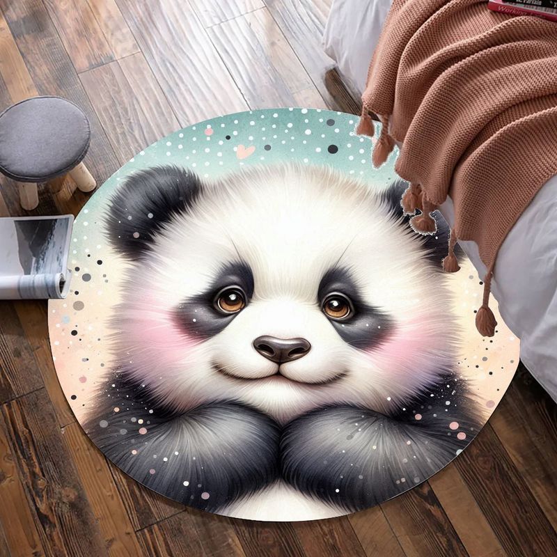 Pastel colors panda round rug