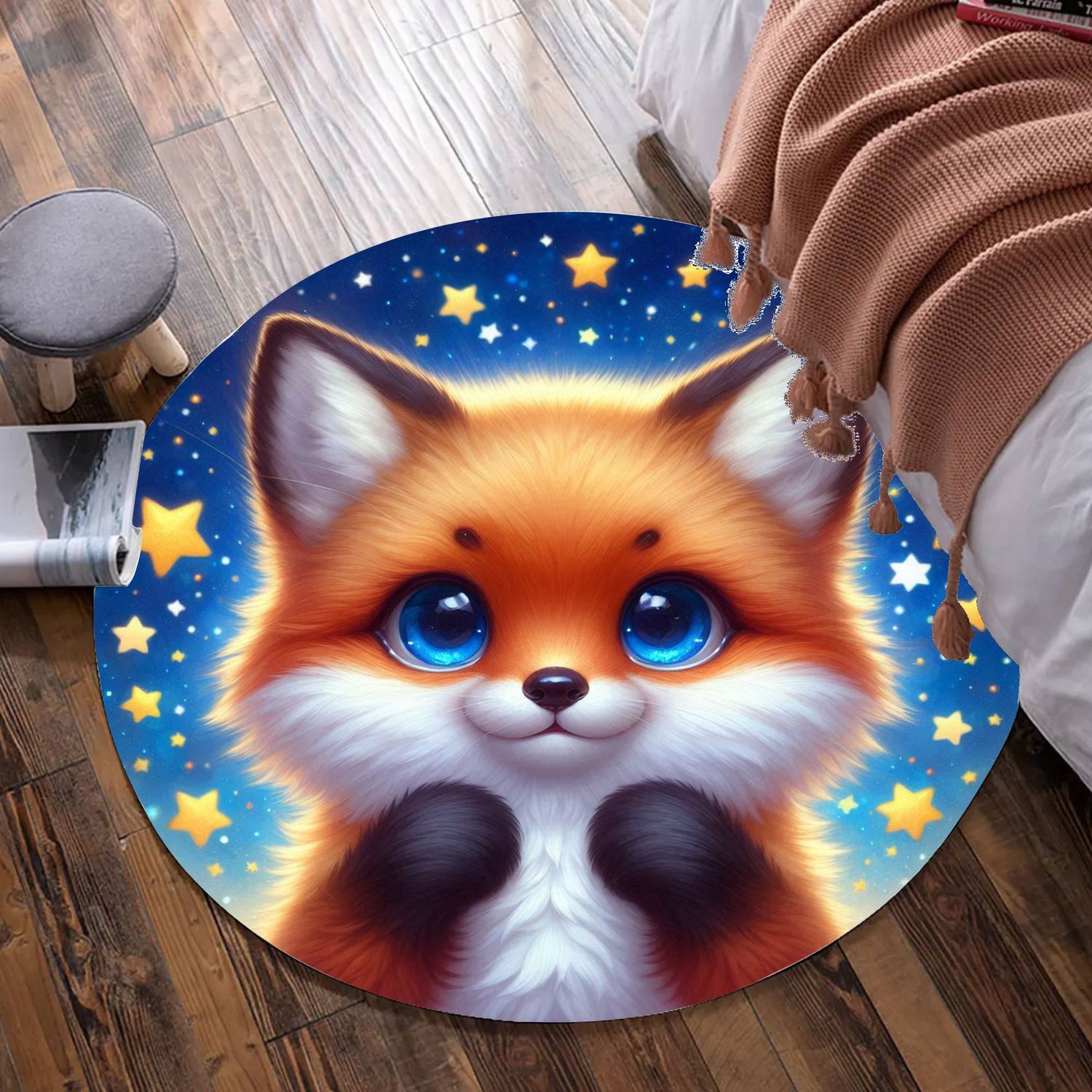 Blue Fox - Stars Round Carpet