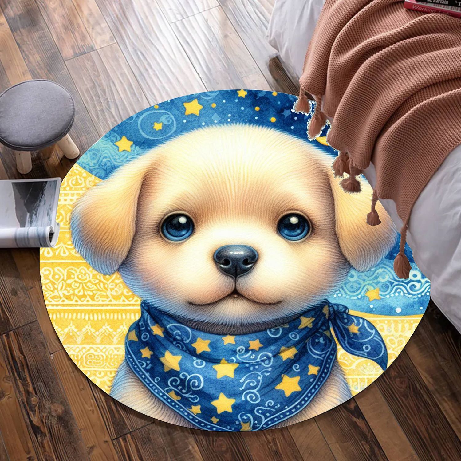 Cute Dog - Stars Round Rug