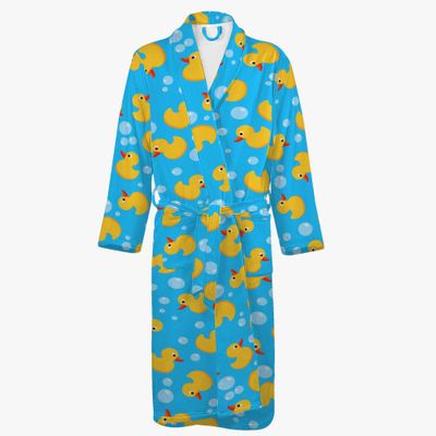 Funny blue rubber duck bathrobe