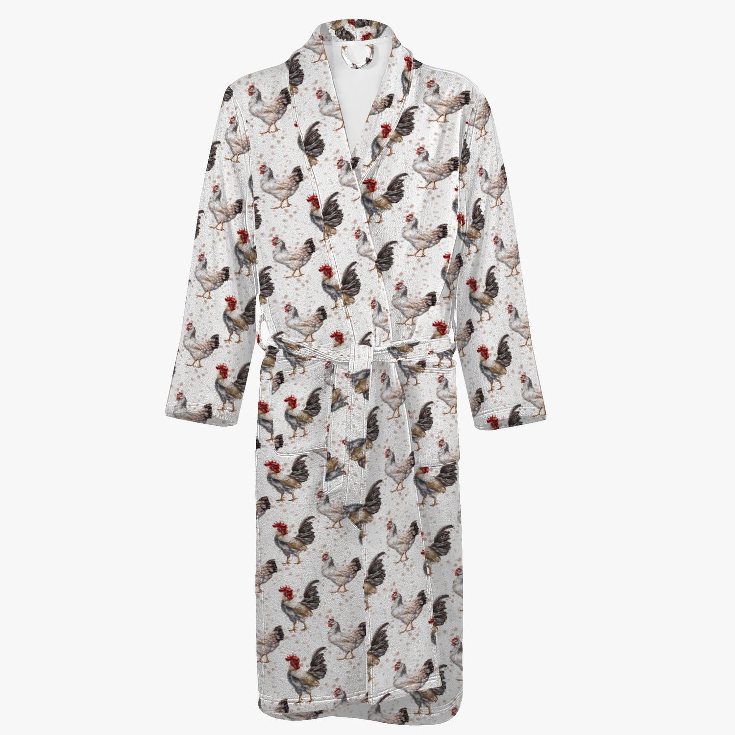 White chicken pattern bathrobe
