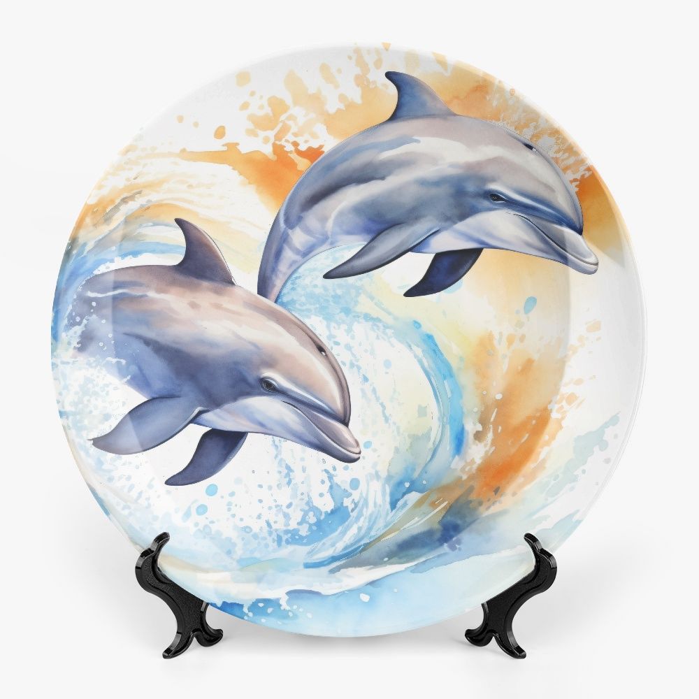 Motif plate with dolphin