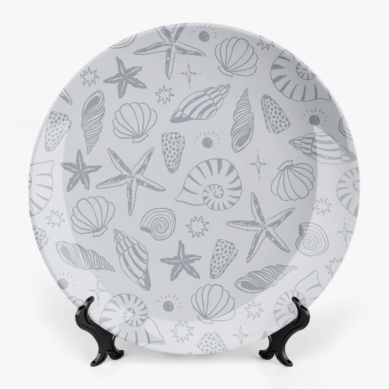 Gray motif plate with shell pattern