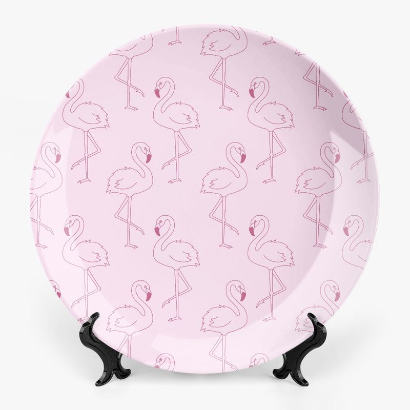 Pink motif plate with flamingo pattern