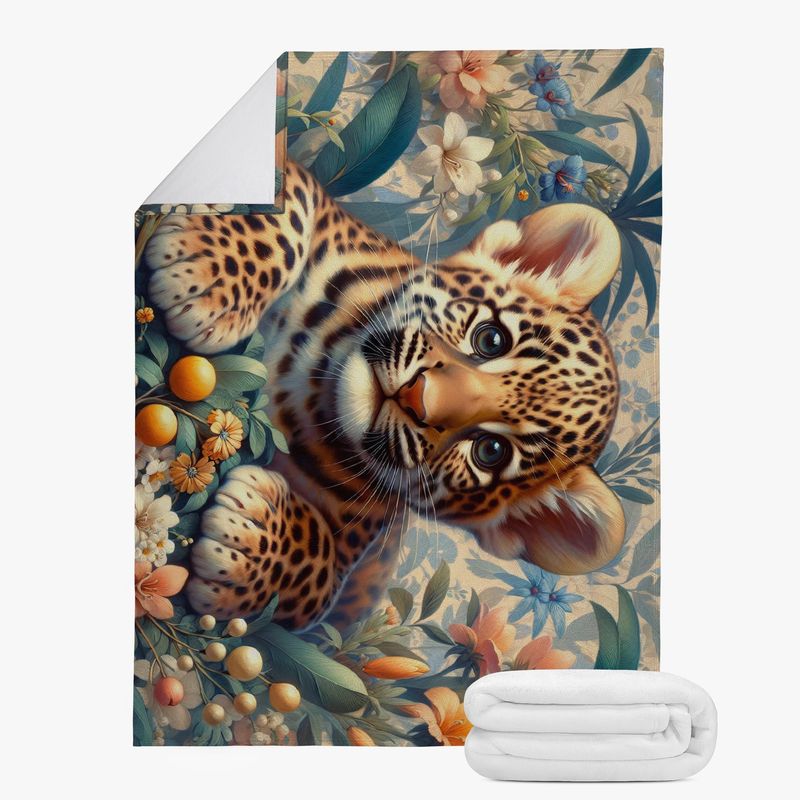 Exotic cuddly blanket with a leopard motif
