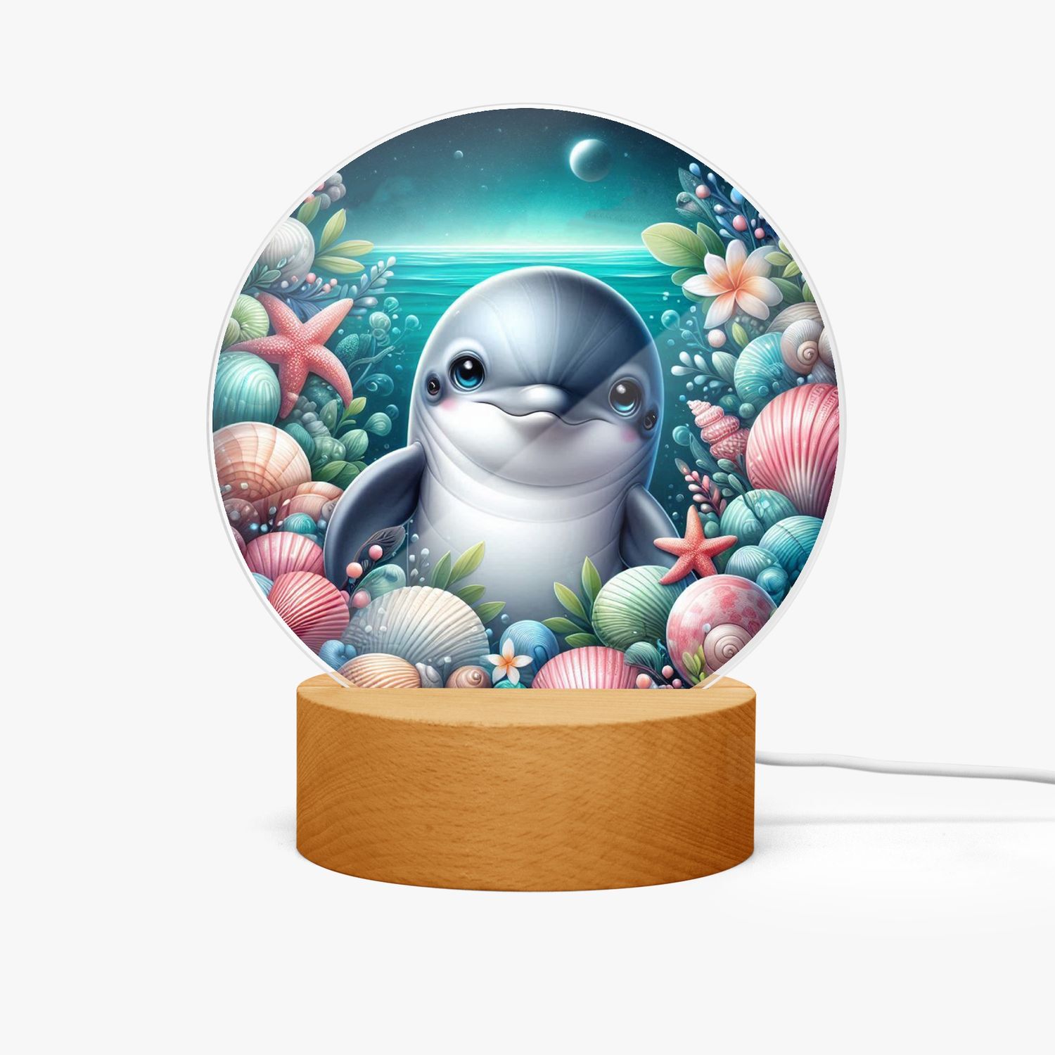 LED Acrylic Night Light Round Defin - Shells