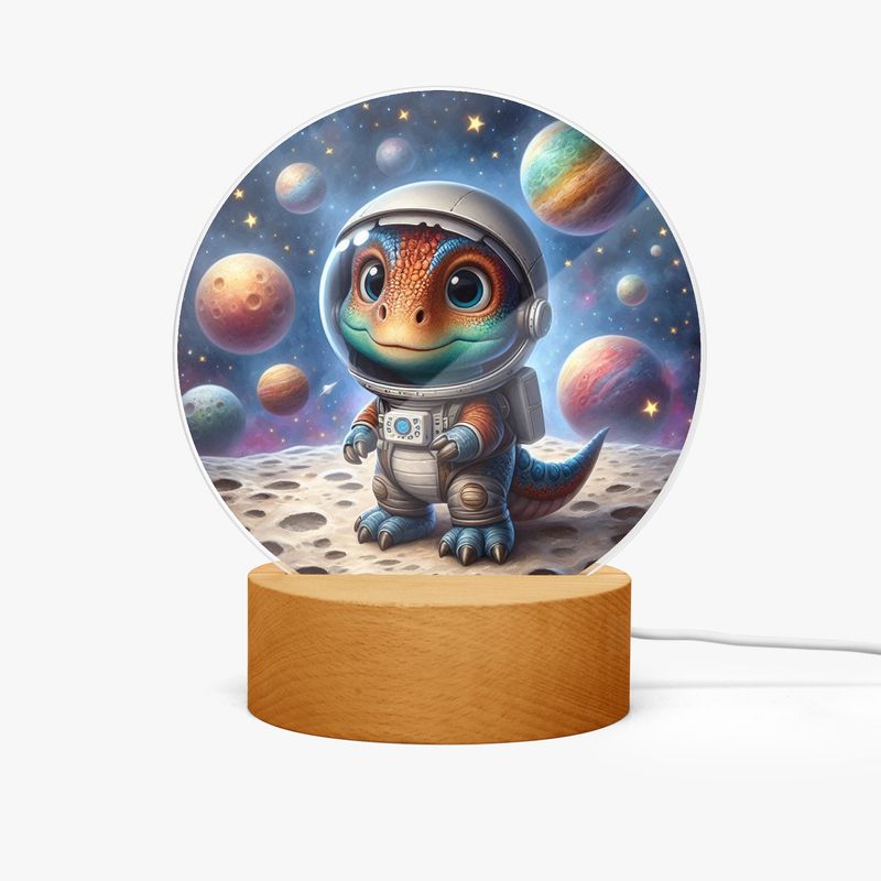LED acrylic night light round dinosaurs - planets