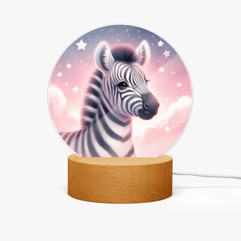 LED acrylic night light round zebra - starry sky