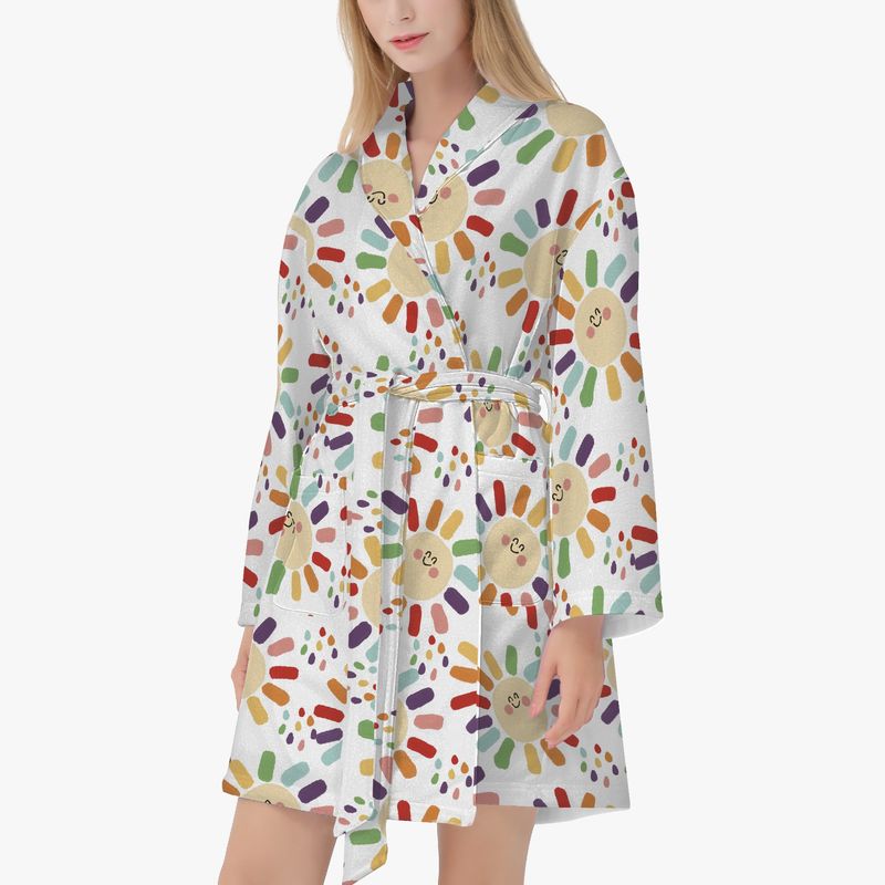 White - Colorful Sun Bathrobe