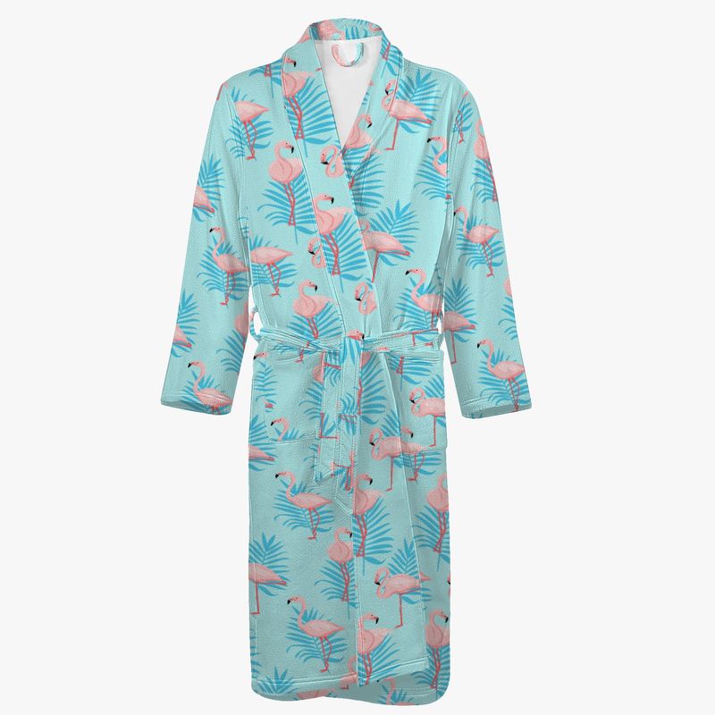 Light blue flamingo bathrobe
