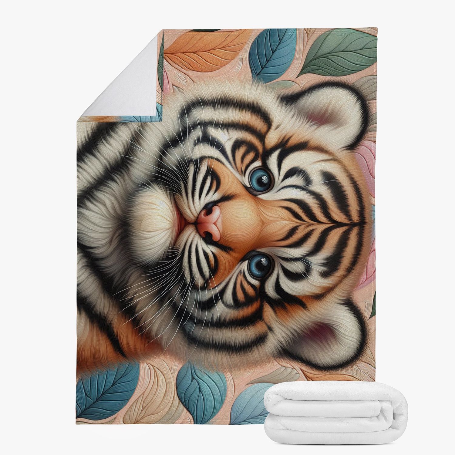 Cute colorful cuddly blanket with a tiger motif