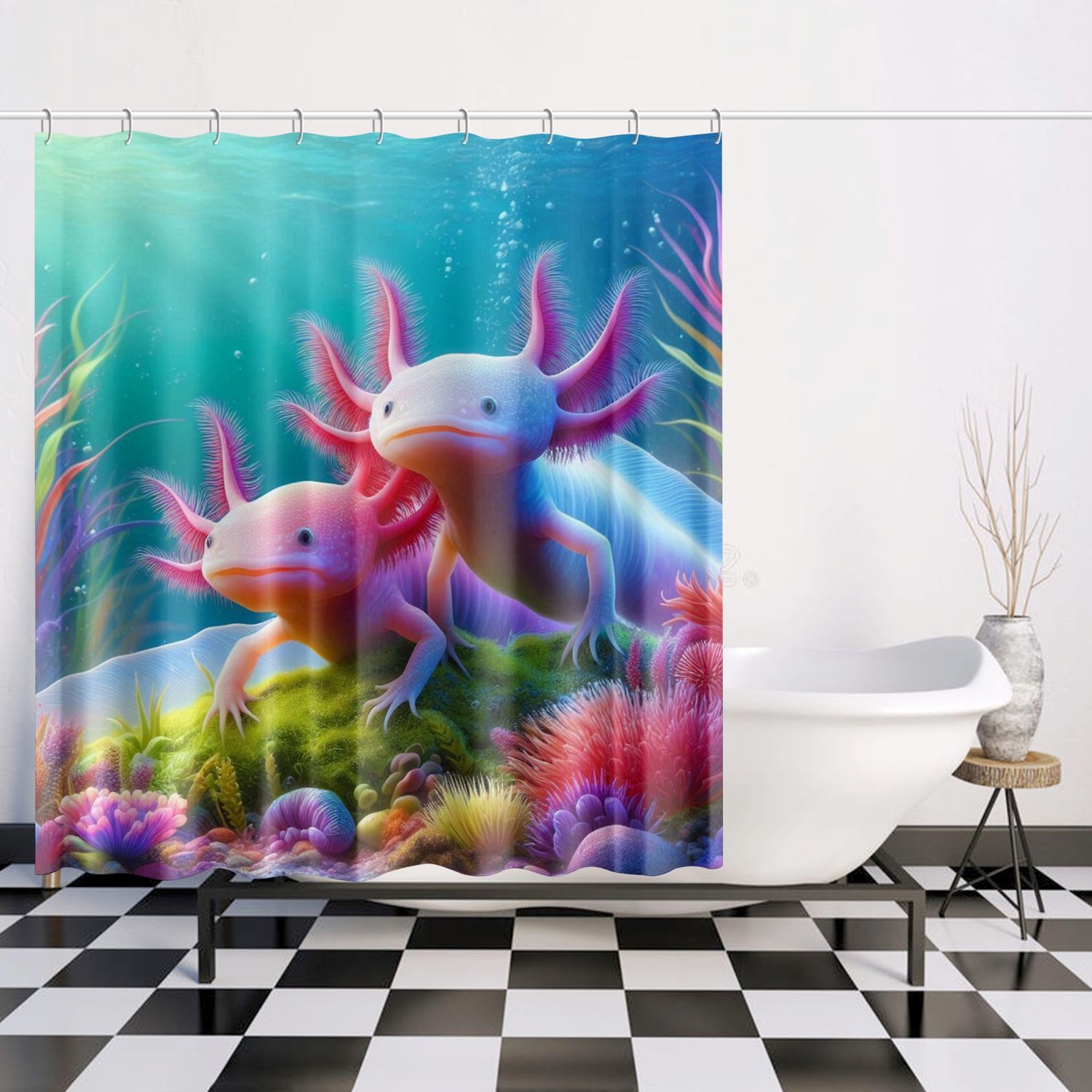 Axolotl - Sea Plants Shower Curtain