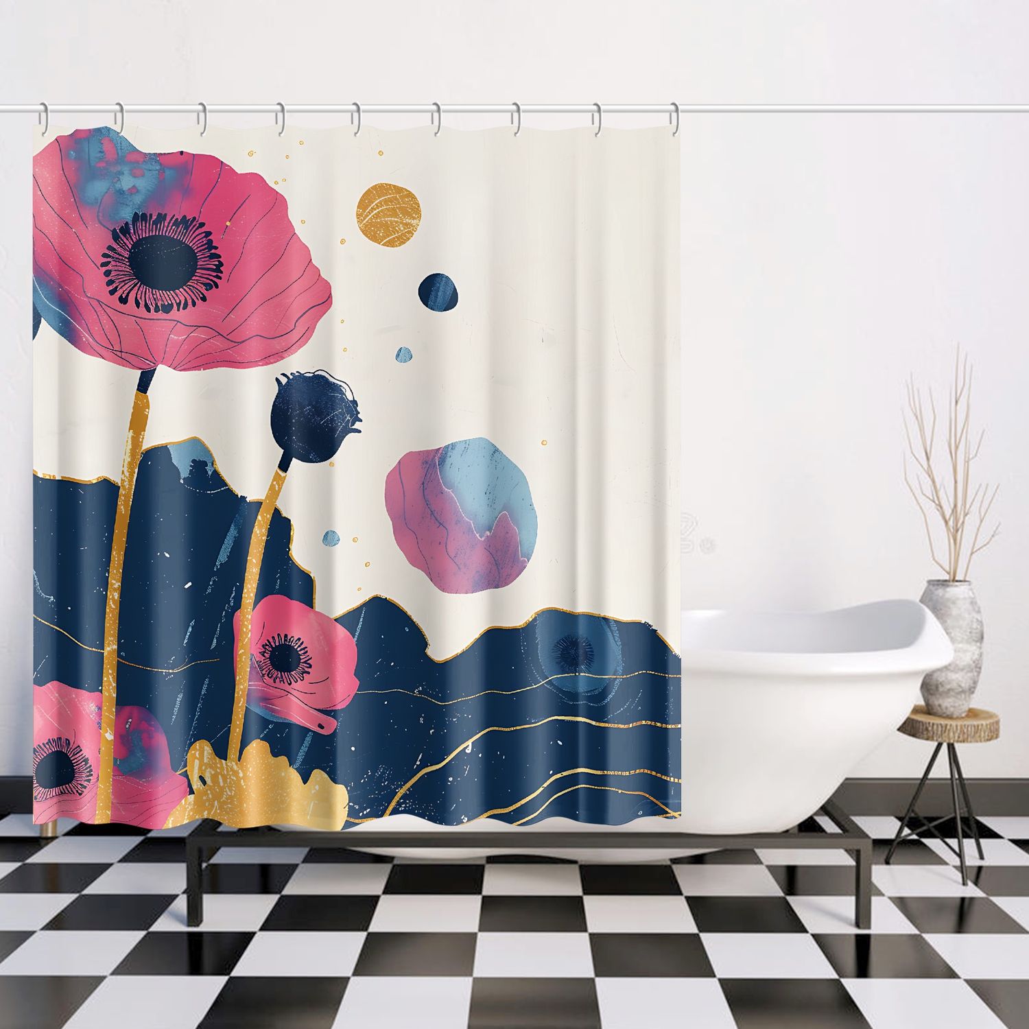 Abstract poppies shower curtain