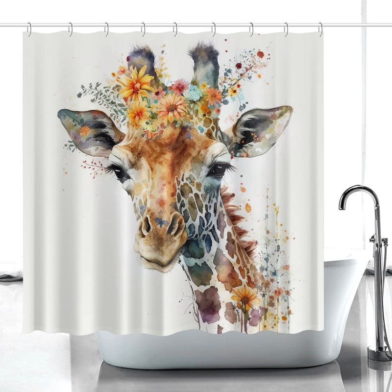 Watercolor Style - Giraffe Shower Curtain