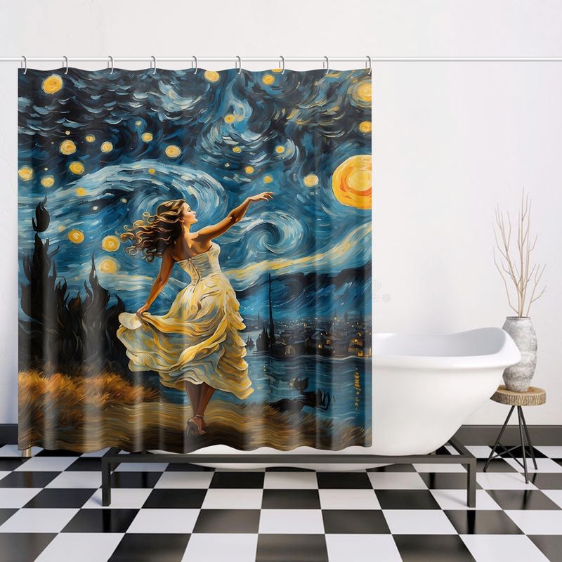 Blue dancer shower curtain