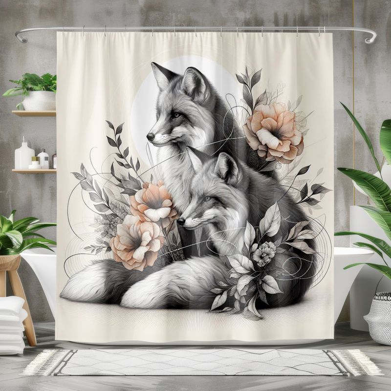 Abstract - Beige Foxes Shower Curtain
