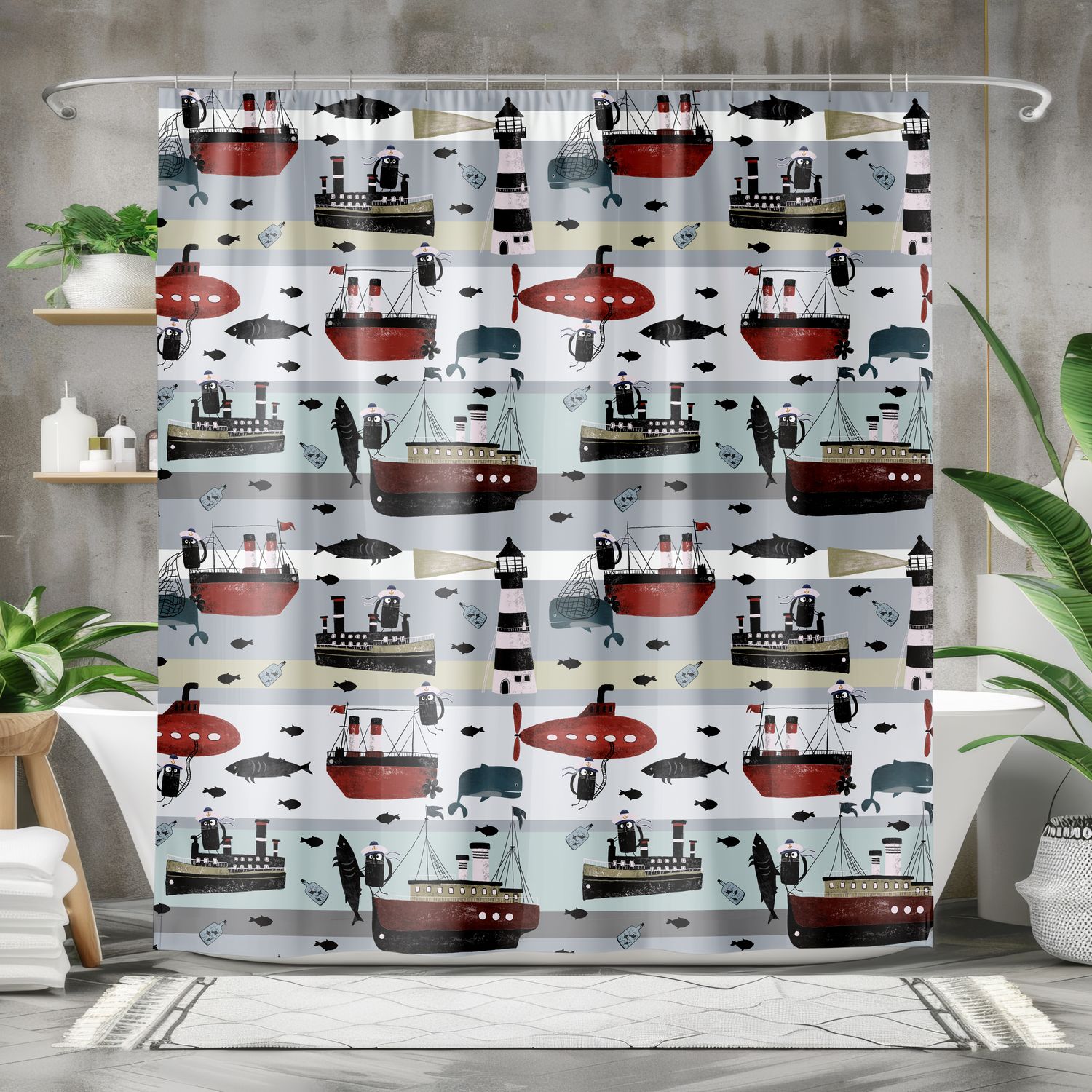 Maritime - Funny Cat Shower Curtain