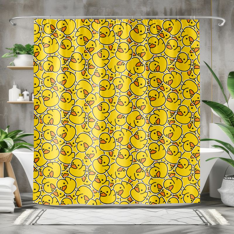 Funny rubber duck shower curtain