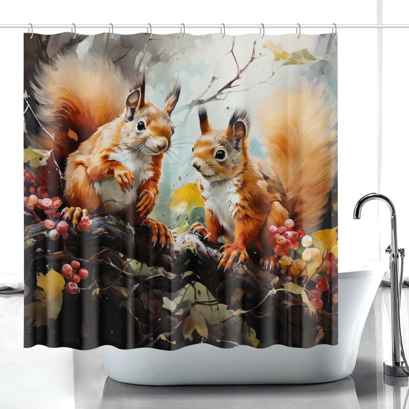 Autumnal squirrel shower curtain