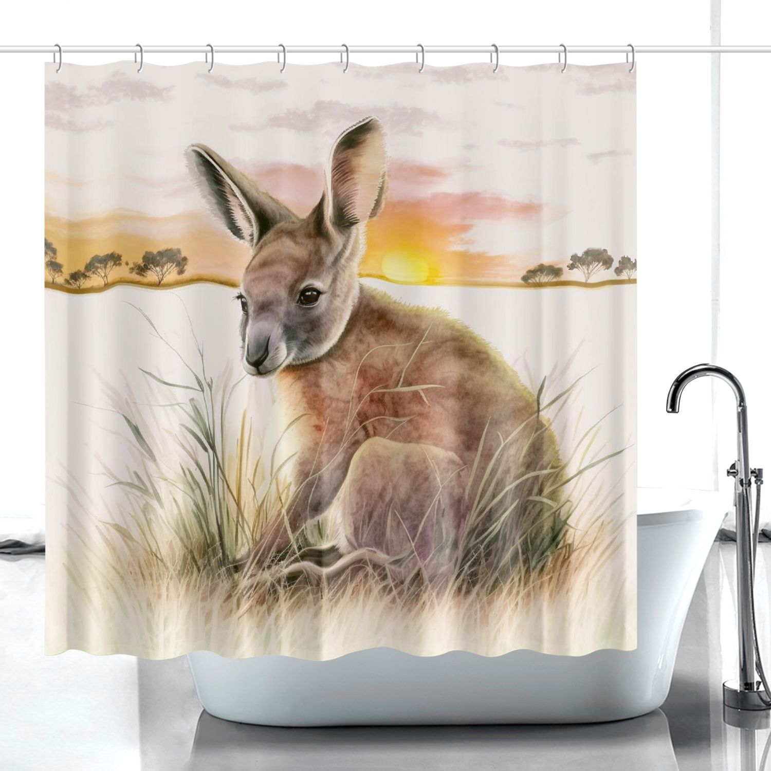 Adorable kangaroo shower curtain
