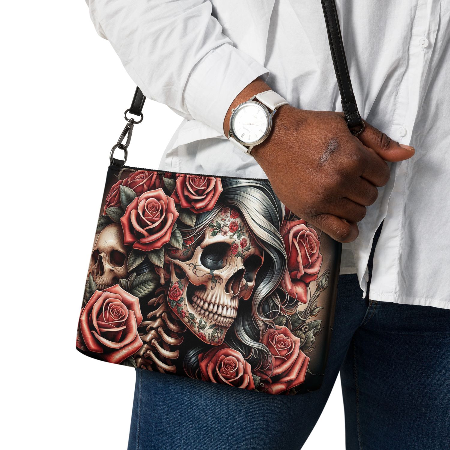 Shoulder bag skeleton woman - roses