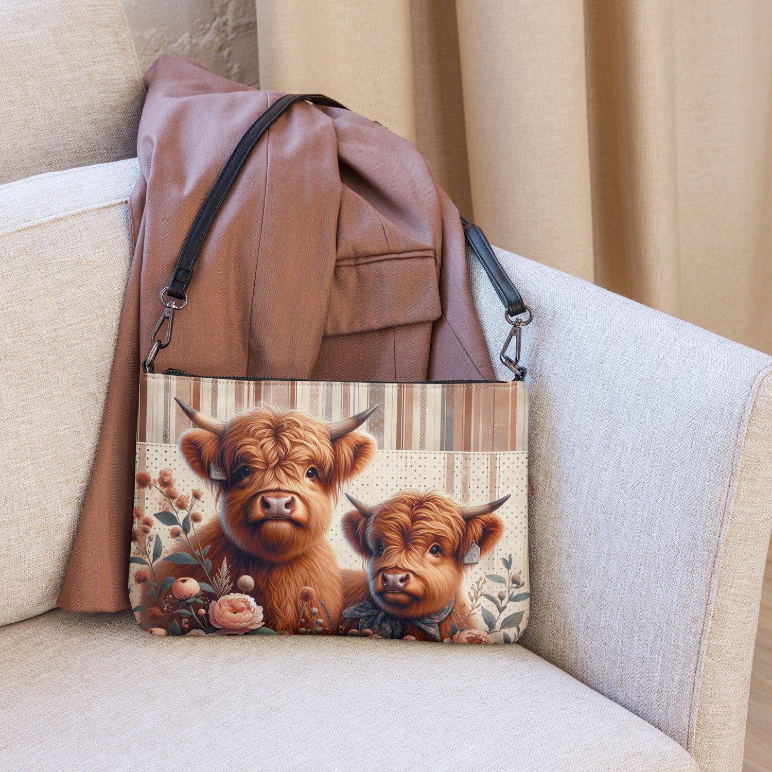Shoulder bag Highland Cow - Stripes