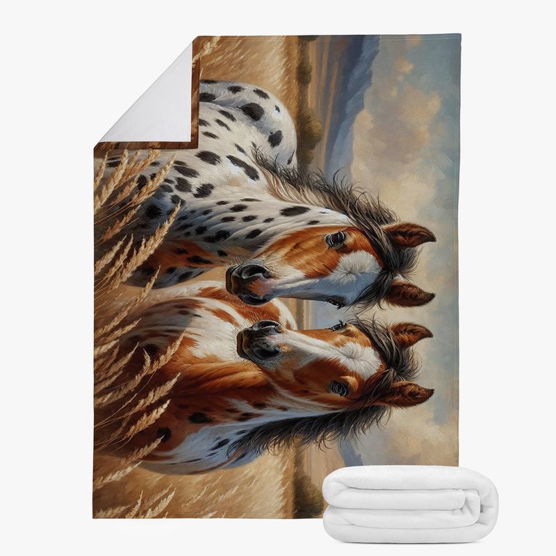 Adorable cuddly blanket with western horses