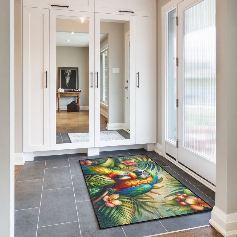 Colorful parrot floor mat