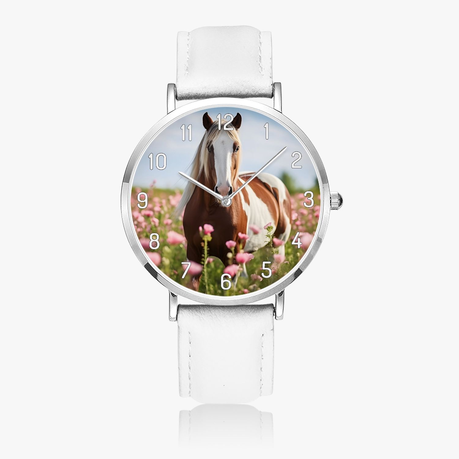 Charming Horse Leather Watch Silver