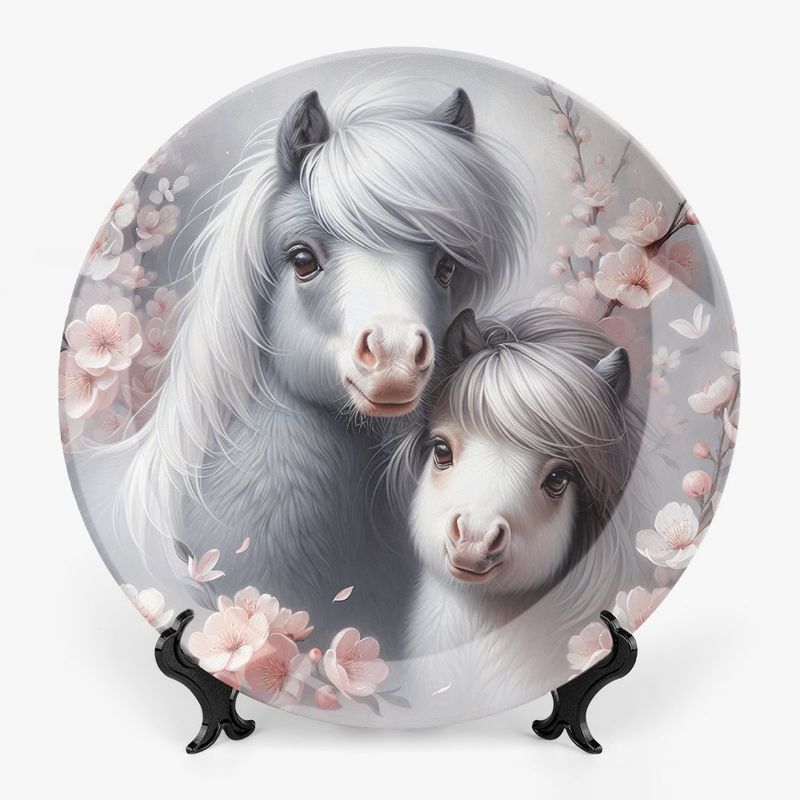 Motif plate with cute horses