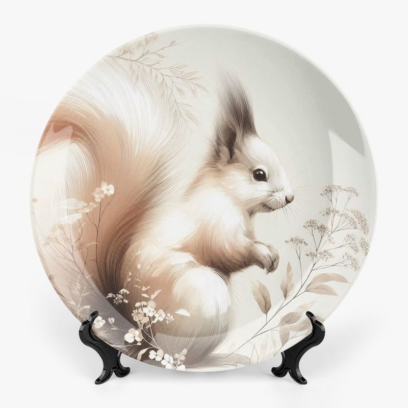 Motif plate with squirrel - beige