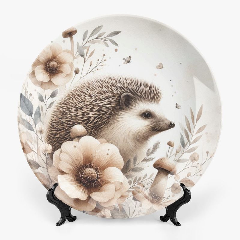 Motif plate with hedgehog - beige