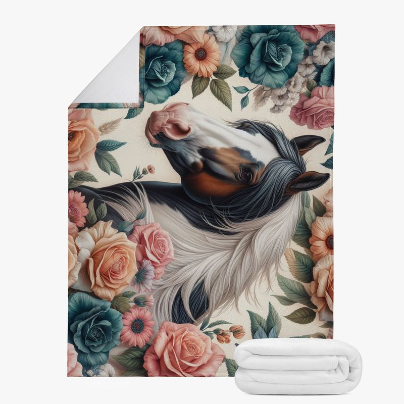 Charming floral blanket with a horse motif