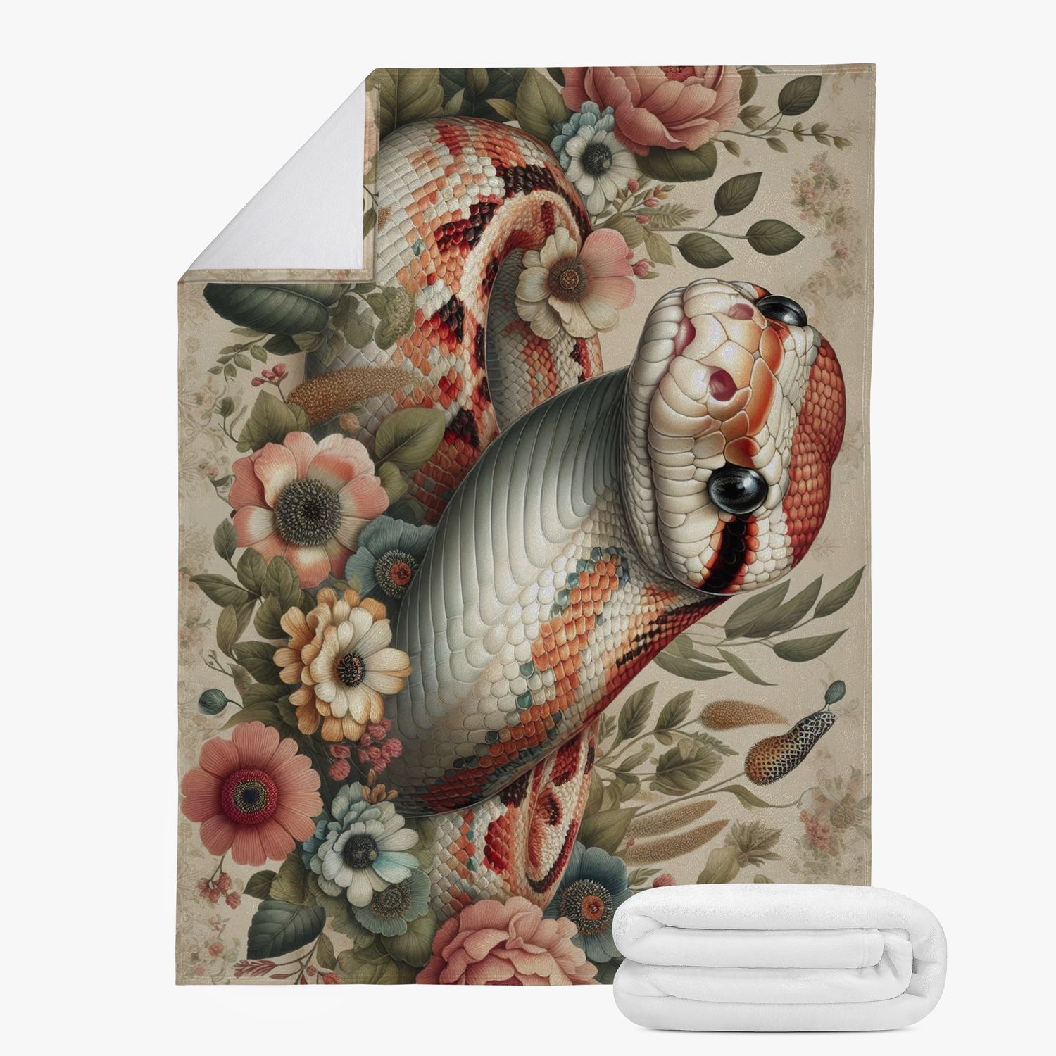 Vintage style cozy blanket with snake motif
