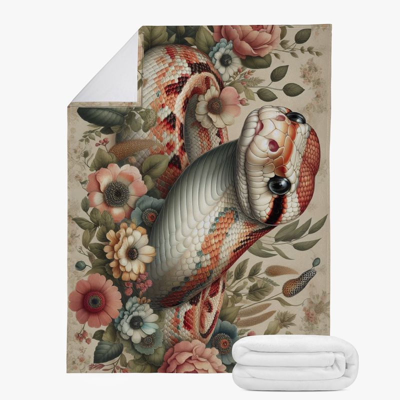Vintage style cozy blanket with snake motif
