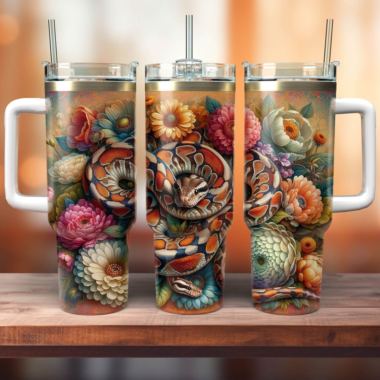Tumbler with handle - ToGo - Snake - Vintage