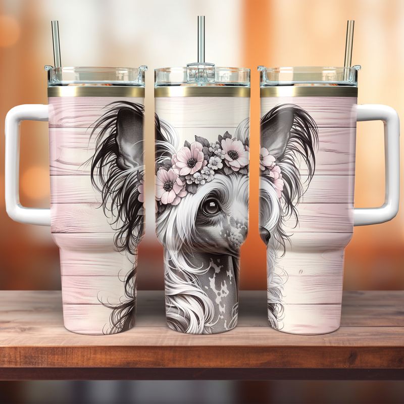 Tumbler with handle - ToGo - Chinese Crested Dog