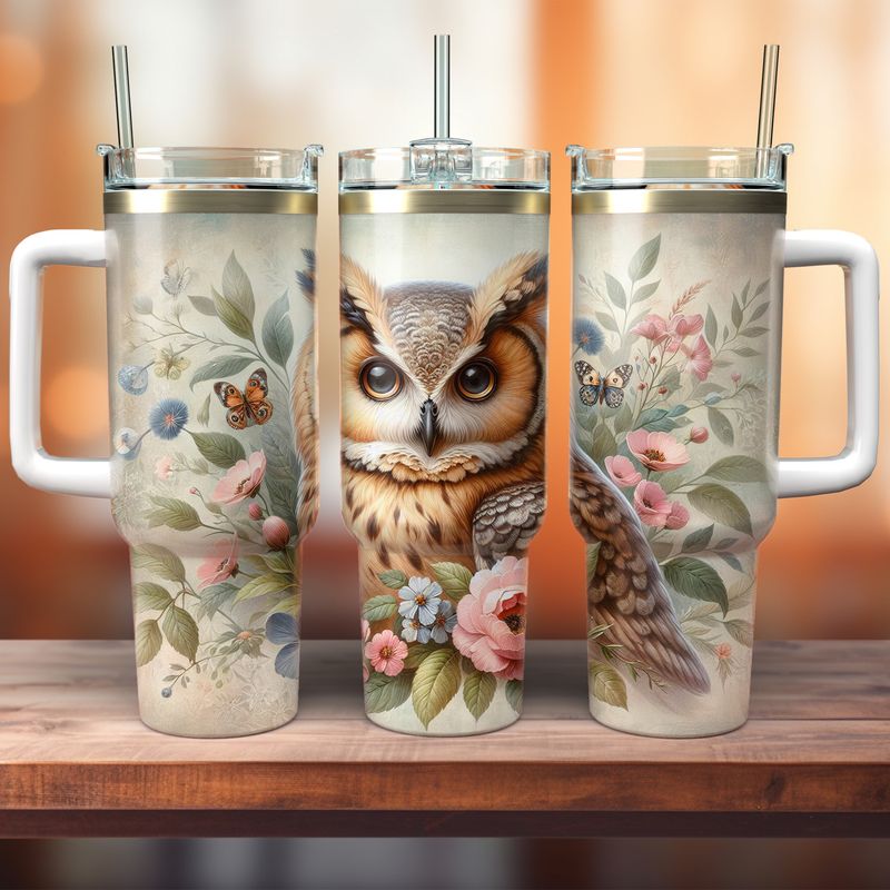 Tumbler with handle - ToGo - Adorable owl