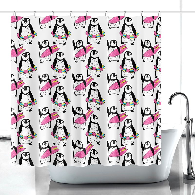 Funny penguin pattern shower curtain